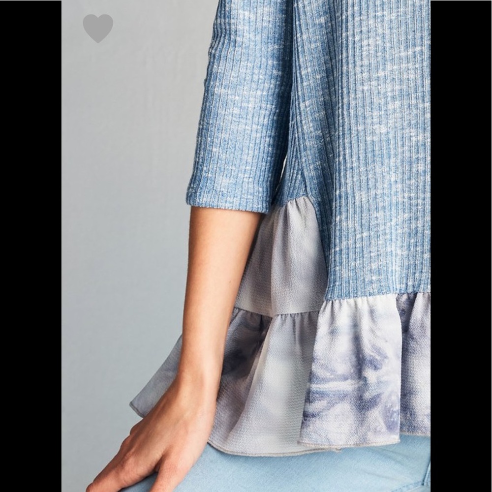 ❤️blue ribbed tie-dye top - Picture 7 of 7